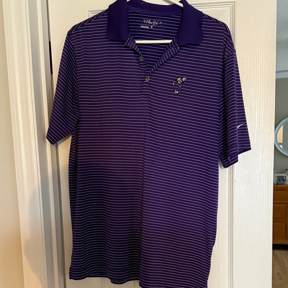 Nike Purple and White Striped Men's Polo